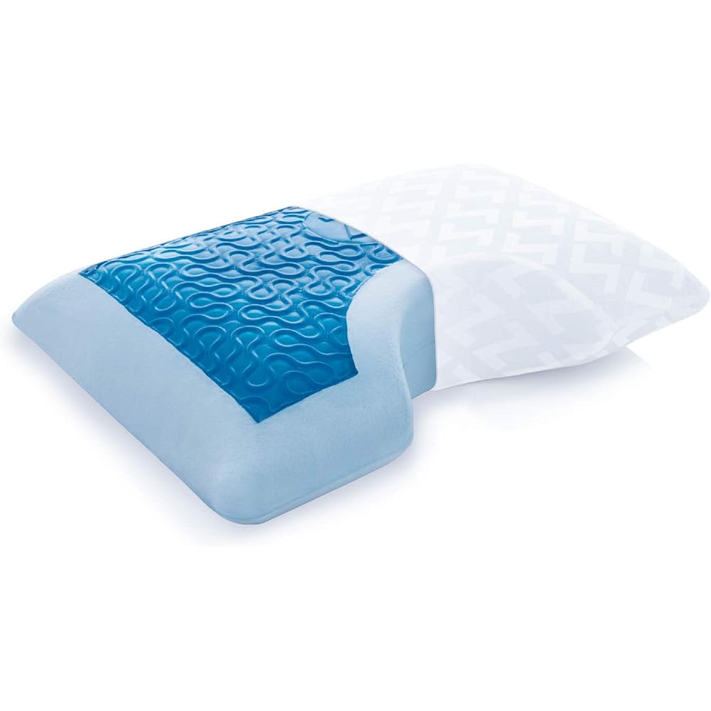 MALOUF Z Side Sleeper Shoulder Cutout Dough Memory Foam Pillow with Liquid Gel Layer-King, Blue : Home & Kitchen