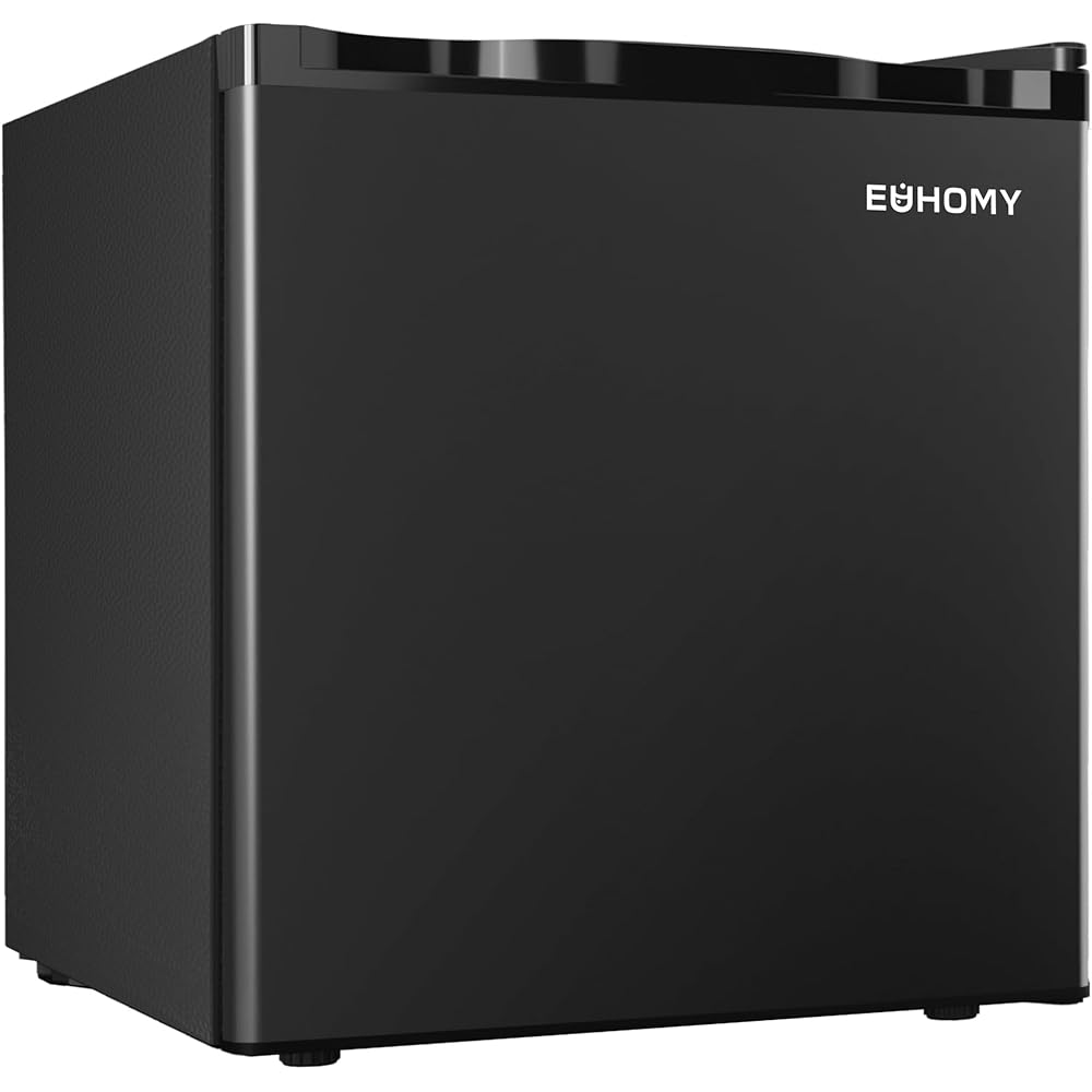EUHOMY 1.7 Cu.Ft Mini Fridge with Freezer, Reversible Single Door Compact Refrigerator, Adjustable Thermostat, Energy Saving, Mini Fridge for Bedroom, Office, Dorm, Black : Industrial & Scientific