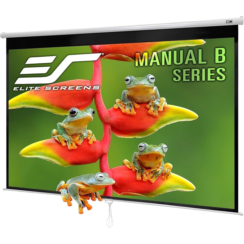 Elite Screens Manual B, 100-INCH Manual Pull Down Projector Screen Diagonal 16:9 Diag 4K 8K 3D Ultra HDR HD Ready Home Theater Movie Office Presentation, M100H : Electronics