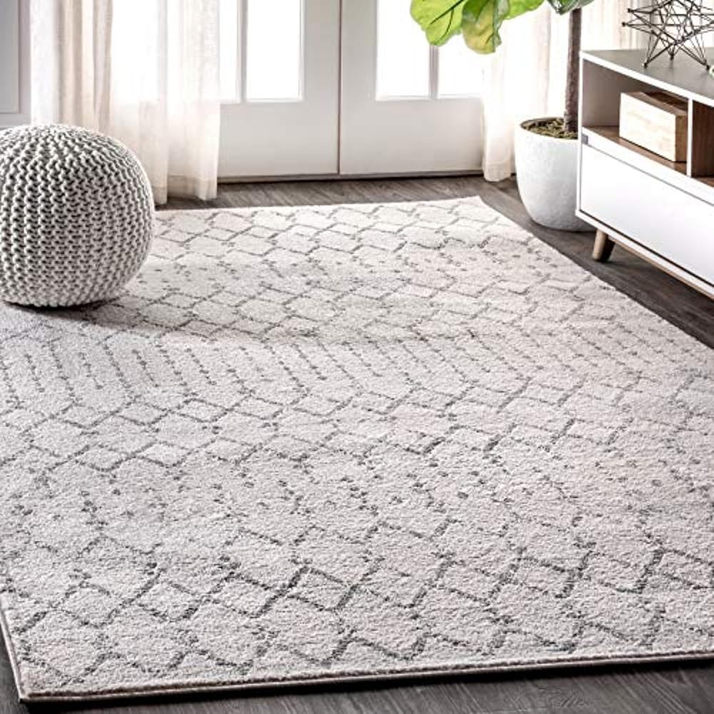 JONATHAN Y Boho Vintage Diamond Cream/Gray Indoor Area Rug 8X10 ft, Moroccan Hype for Living Room, Bedroom, Kitchen, Office, Easy-Cleaning, High Traffic, Pet-Friendly, Non-Shedding (MOH101B-8) : Home & Kitchen