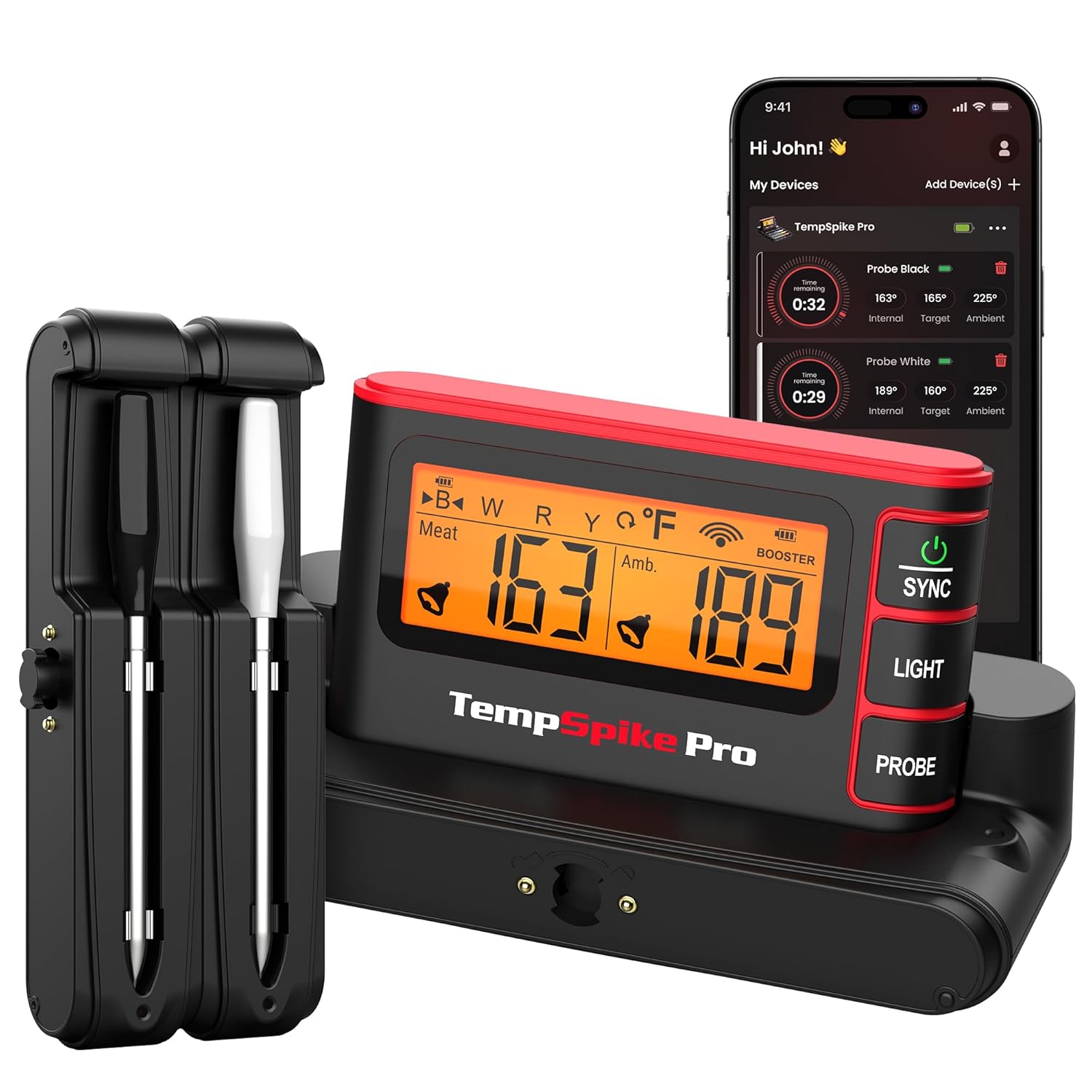 ThermoPro WiFi Bluetooth Wireless Meat Thermometer Digital, Unlimited Range,Detachable Thiner Meat Probe & Standalone Base,1050°F Heat Resistance,Food Thermometer for Cooking Grill Smoker Oven Fryer: Home & Kitchen