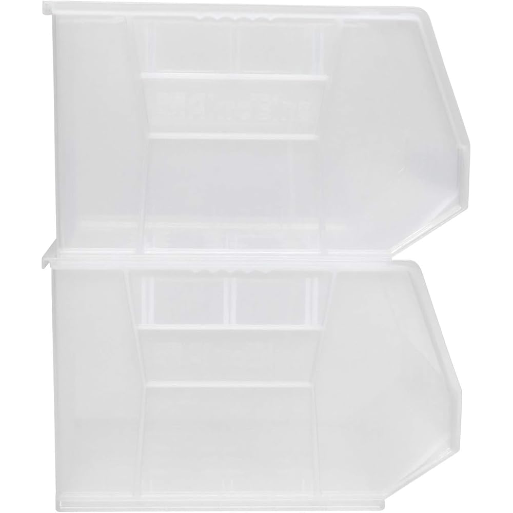 Akro-Mils 30270 AkroBins Plastic Hanging Stackable Storage Organizer Bin, 18-Inch x 16-Inch x 11-Inch, Clear, 3-Pack - Open Home Storage Bins -