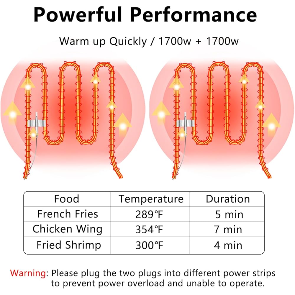 Electric Deep Fryer 17.2L/18.2QT Stainless Steel Dual Tank Commercial Fryer with Basket, 3400W 110V Countertop Deep Fryer for Home Kitchen and Restaurant Use with Oil Thermometer & Temperature Control: Home & Kitchen