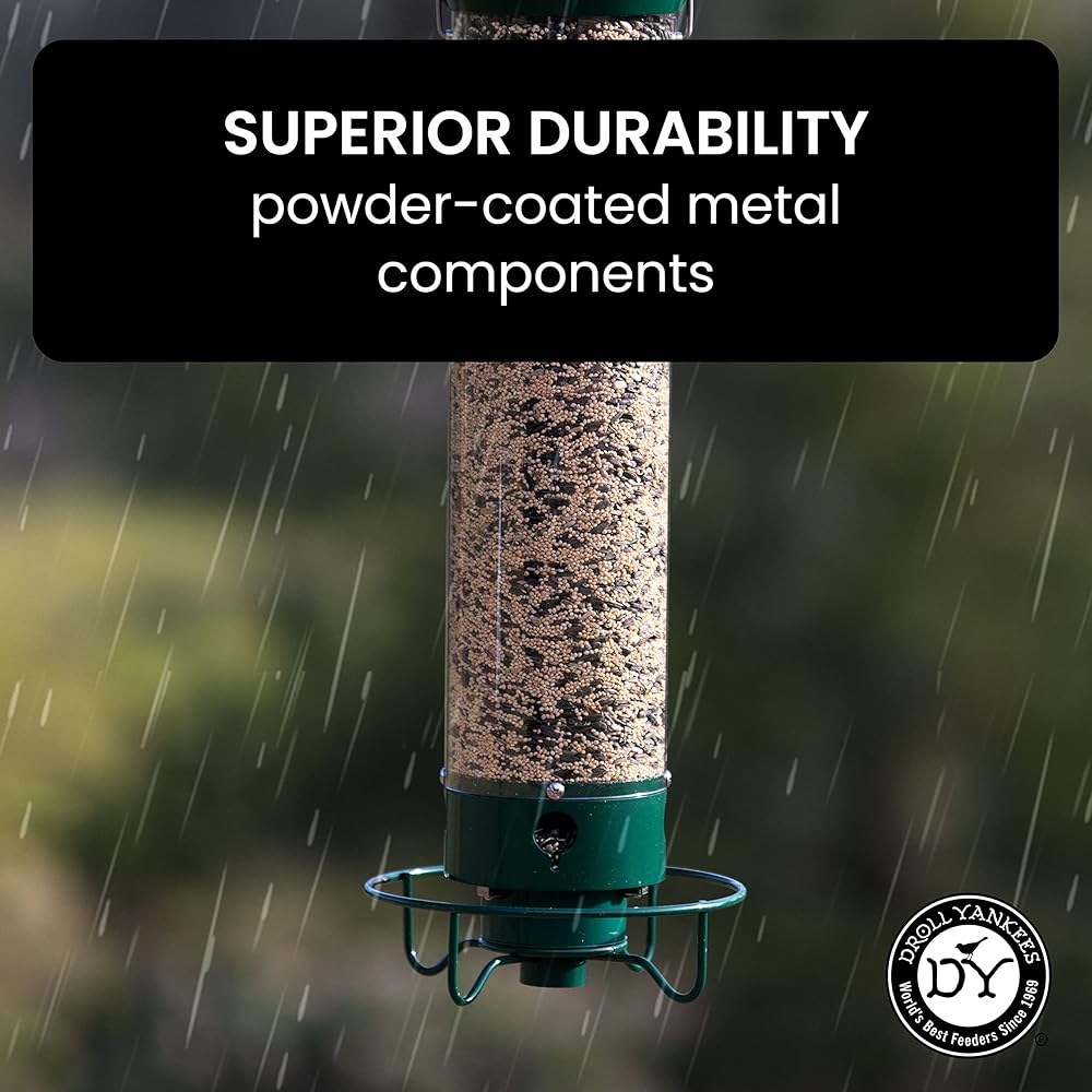 Droll Yankees Squirrel Proof Bird Feeders for Outdoors - Flipper, Collapsible Perches, 5-Pound Seed Capacity, Blue : Pet Supplies