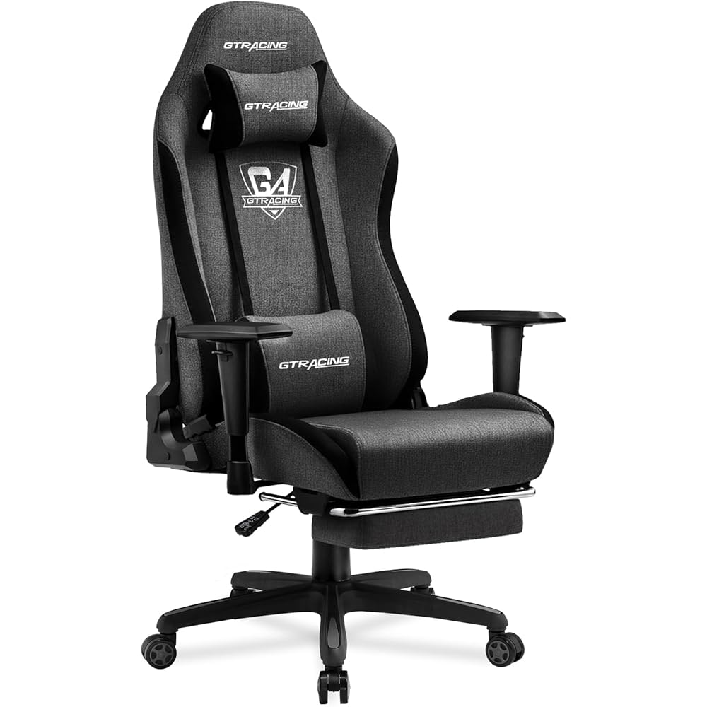 GTRACING Gaming Chair with Footrest, Fabric Breathable Big and Tall Ergonomic Computer Chair 350 lbs with Adjustable Lumbar Support and Recliner, High Back Game Chair for Office Gaming, Darkgray : Home & Kitchen