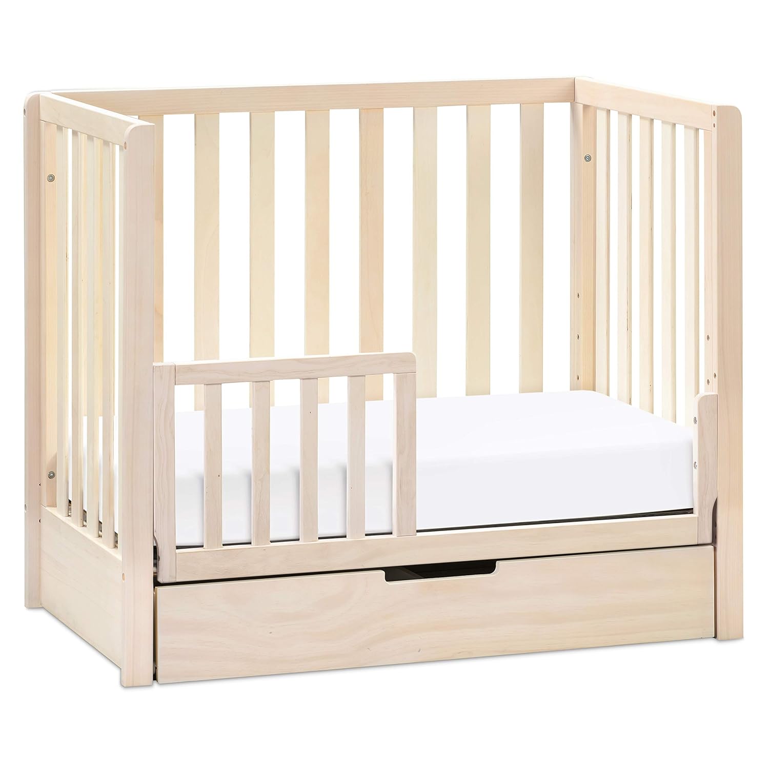 Carter's by DaVinci Colby 4-in-1 Convertible Mini Crib with Trundle Drawer in Washed Natural, Greenguard Gold Certified, Undercrib Storage : Baby