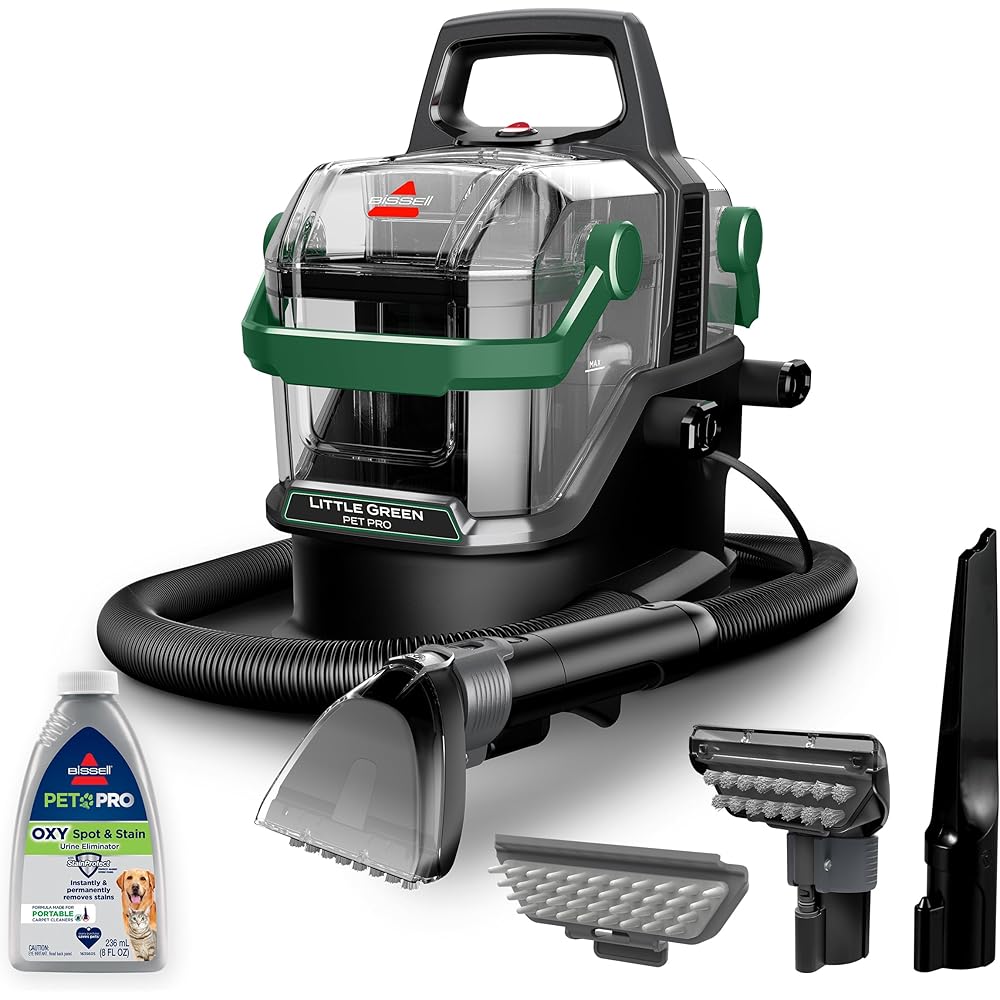 BISSELL Little Green Pet Pro Portable Carpet Cleaner Portable Carpet and Upholstery Deep Cleaner, Car/Auto Detailer, with Self-Cleaning Tough Stain Tool, Pet Hair Removal Tool, Crevice Tool (3909) : Industrial & Scientific