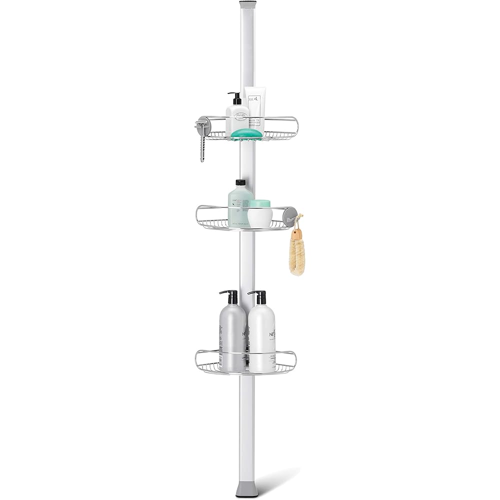 simplehuman 8' Tension Pole Shower Caddy, Stainless Steel and Anodized Aluminum : Home & Kitchen