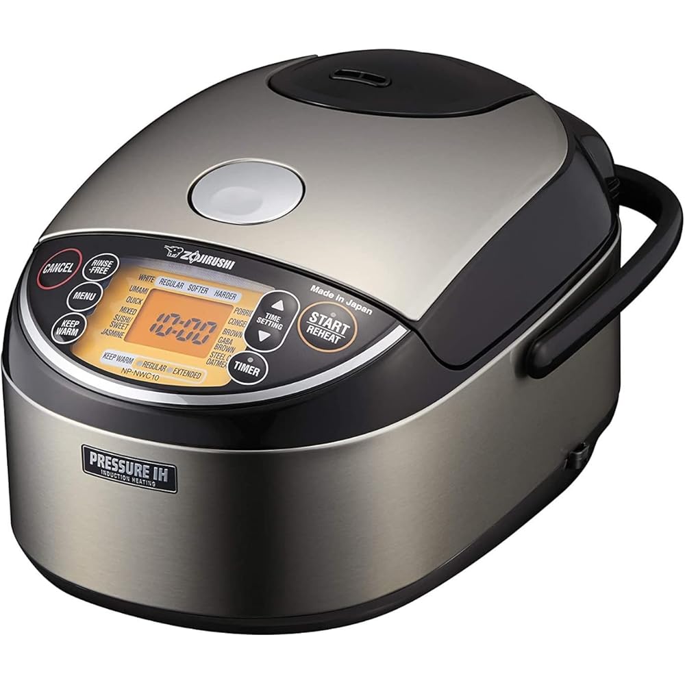 Zojirushi NP-NWC10XB 5.5-Cup Pressure Induction Heating Rice Cooker and Warmer (Stainless Black): Home & Kitchen