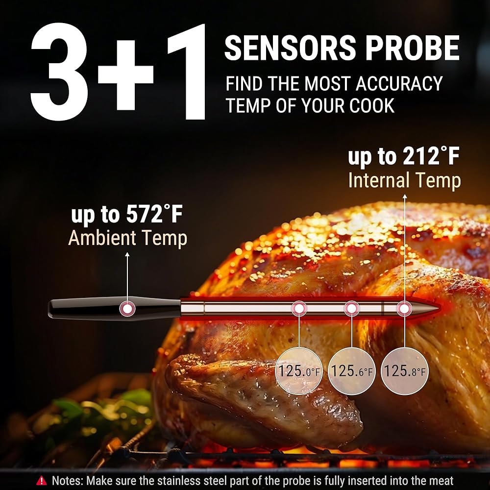 TempSpike Wireless Meat Thermometer Digital with App, WiFi & Bluetooth BBQ Grill Thermometer with High Precision, Waterproof & Heat-Resistant Probes, Rechargeable Base with Display for BBQ Smoker Oven: Home & Kitchen