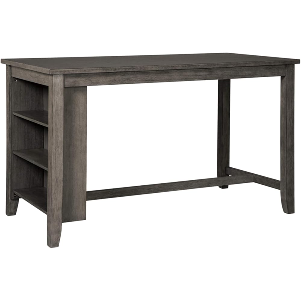 - Signature Design by Ashley Caitbrook Rustic Counter Height Dining Table with Storage, Dark Gray - Tables