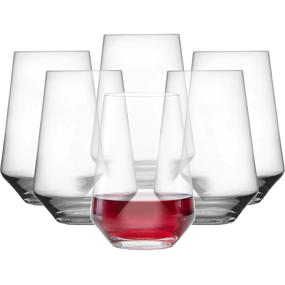 | ZWIESEL GLAS Pure Stemless Bordeaux Glass (Set of 6), Red Wine Tumbler for Bordeaux, Dishwasher-Safe Machine-Made Tritan Crystal Glasses, Made in Germany (18.5 Ounce): Wine Glasses