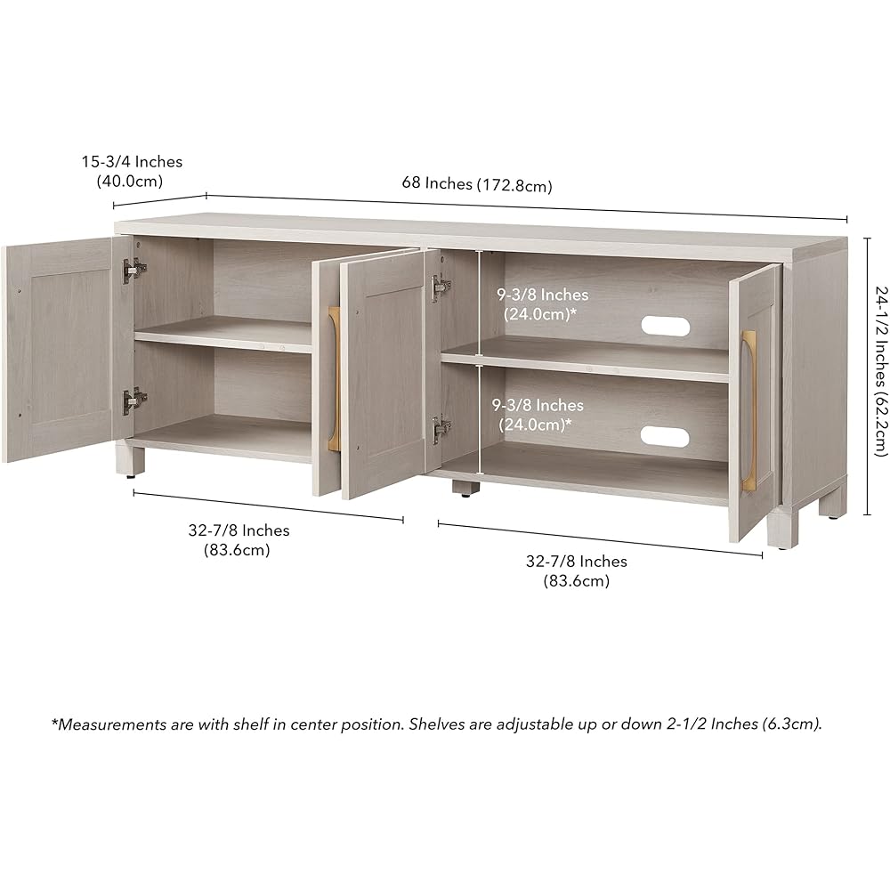 Henn&Hart Rectangular TV Stand for TV's up to 80
