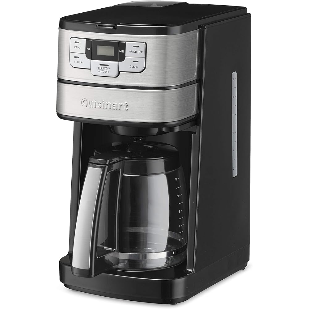 Cuisinart Automatic Grind and Brew 12-Cup Coffeemaker with 1-4 Cup Setting and Auto-Shutoff, Black/Stainless Steel, DGB-400NAS: Home & Kitchen