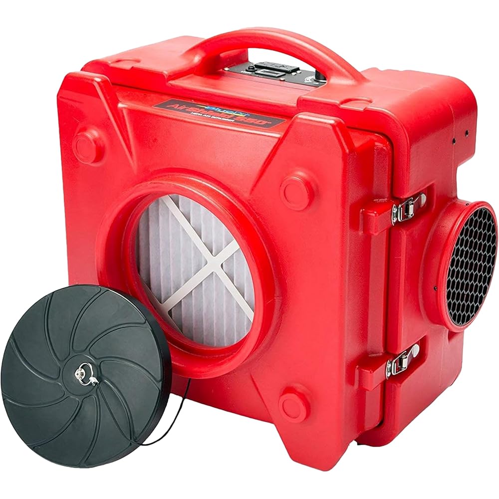BlueDri Air Shield 550 HEPA Air Scrubber, Water Damage Restoration Equipment Air Purifier, Covers 1400 Sq. Ft, Daisy Chain Capable, For Commercial Use, Red, BD-AS-550 : Home & Kitchen