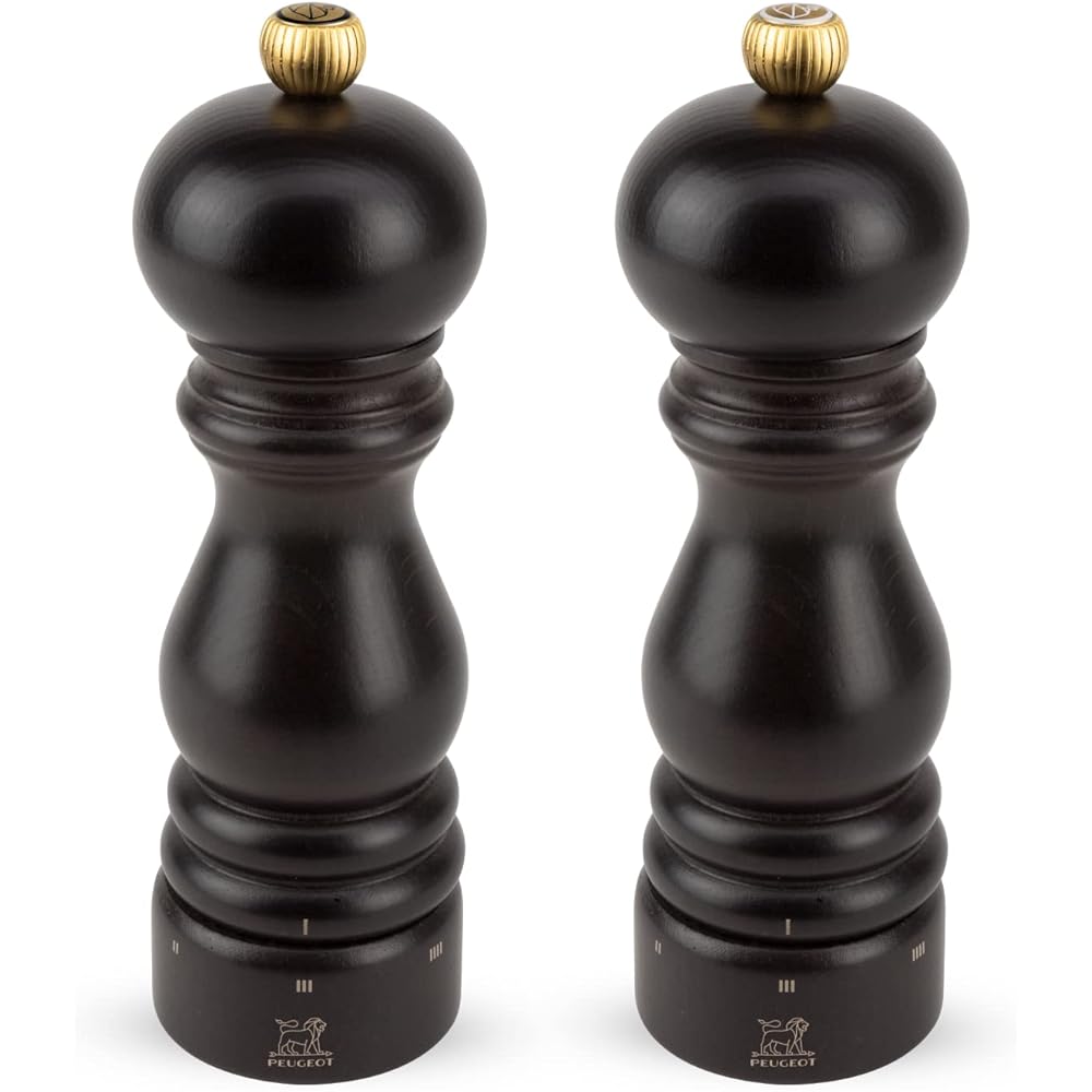 Peugeot - Paris u’Select Salt and Pepper Mill Set - Adjustable Grinder - Beechwood, Chocolate, 7in: Home & Kitchen