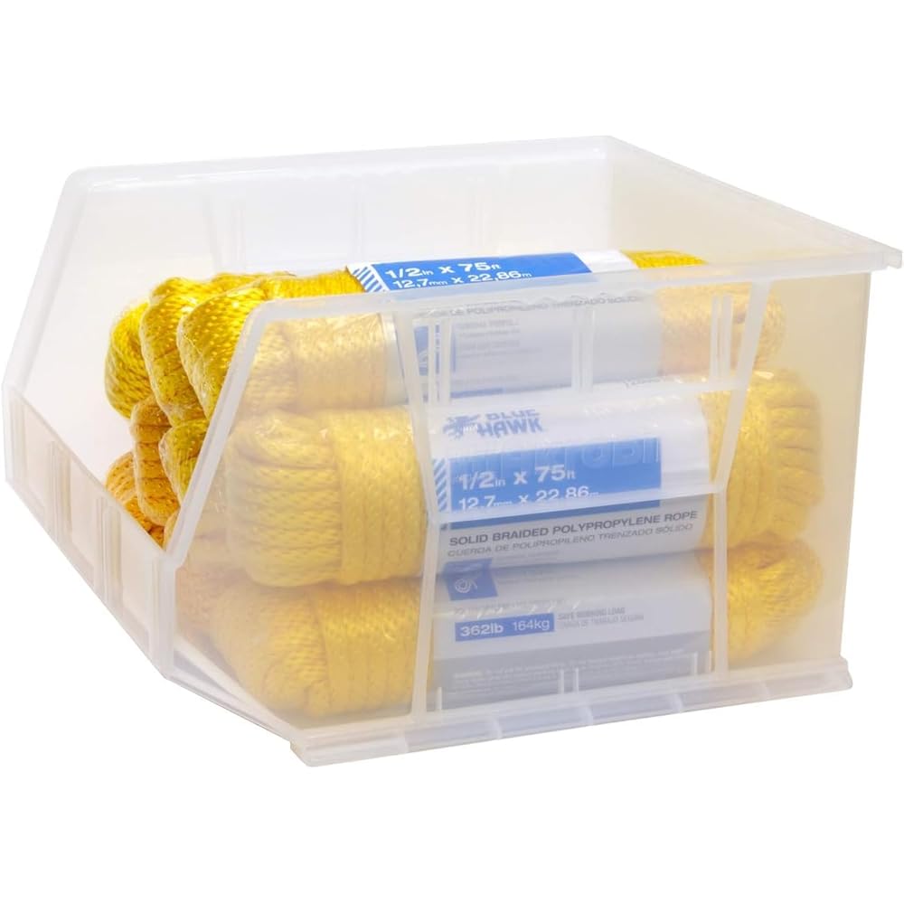 Akro-Mils 30270 AkroBins Plastic Hanging Stackable Storage Organizer Bin, 18-Inch x 16-Inch x 11-Inch, Clear, 3-Pack - Open Home Storage Bins -