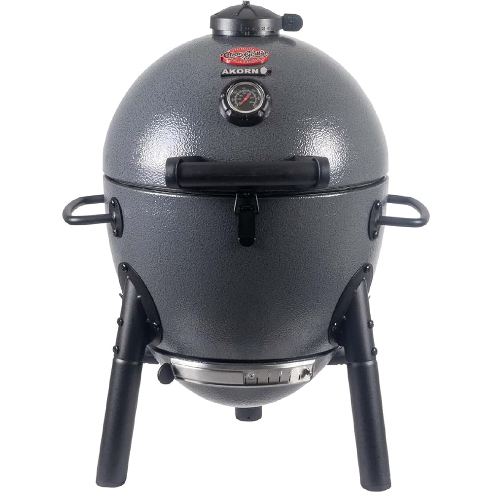 Char-Griller® AKORN® Jr. Portable Kamado Charcoal Grill and Smoker with Cast Iron Grates and Locking Lid with 155 Cooking Square Inches in Ash, Model E86714 : Patio, Lawn & Garden