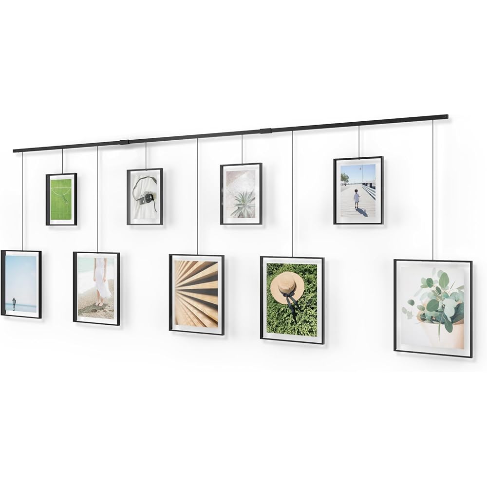 Umbra Exhibit Wall Frame with Metal Rod for Hanging-Rimless Design-Suitable for Living Room, Bathroom, Bedroom, Entryway and More, Black