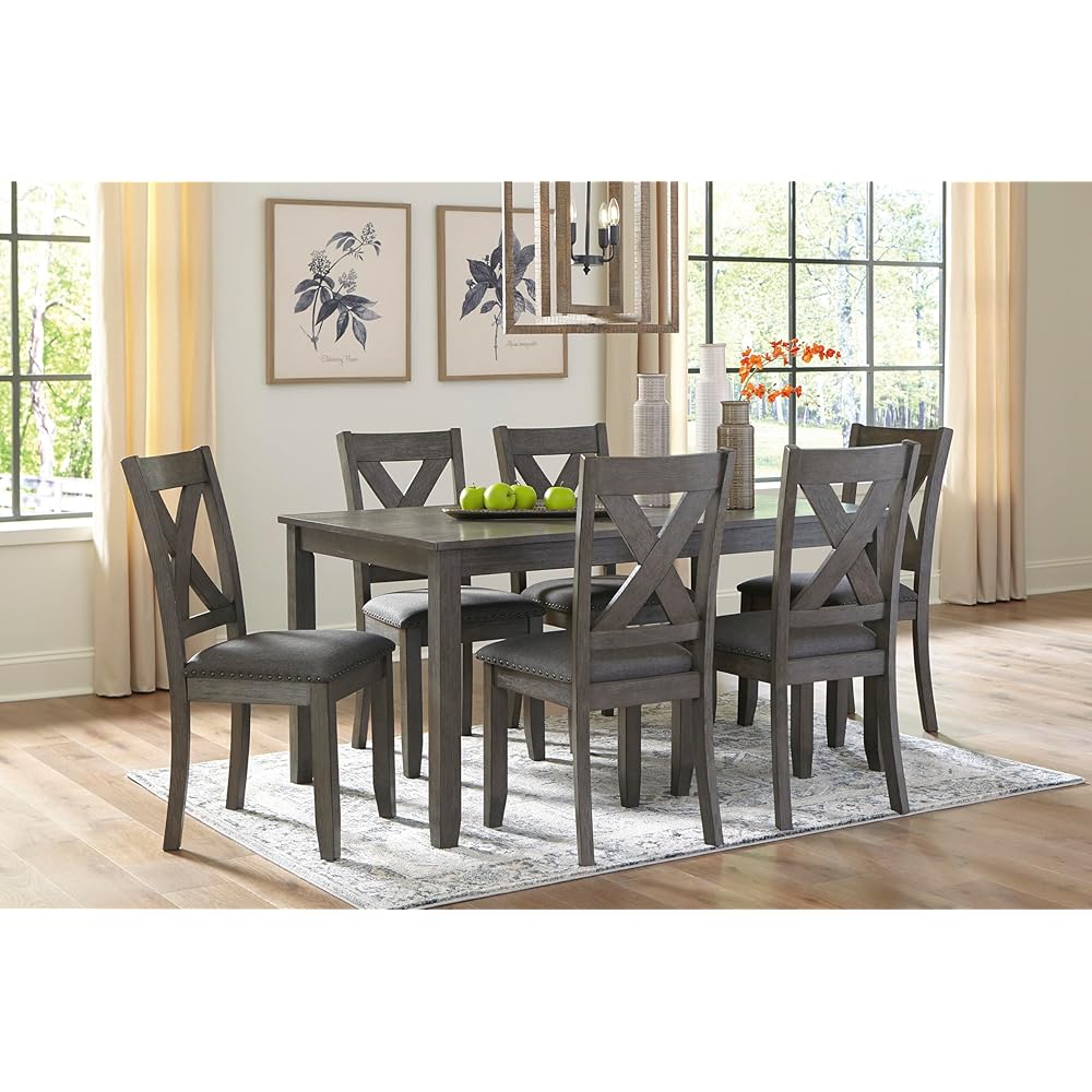 - Signature Design by Ashley Caitbrook Rustic 7 Piece Dining Set, Include Table and 6 Chairs, Gray - Table & Chair Sets