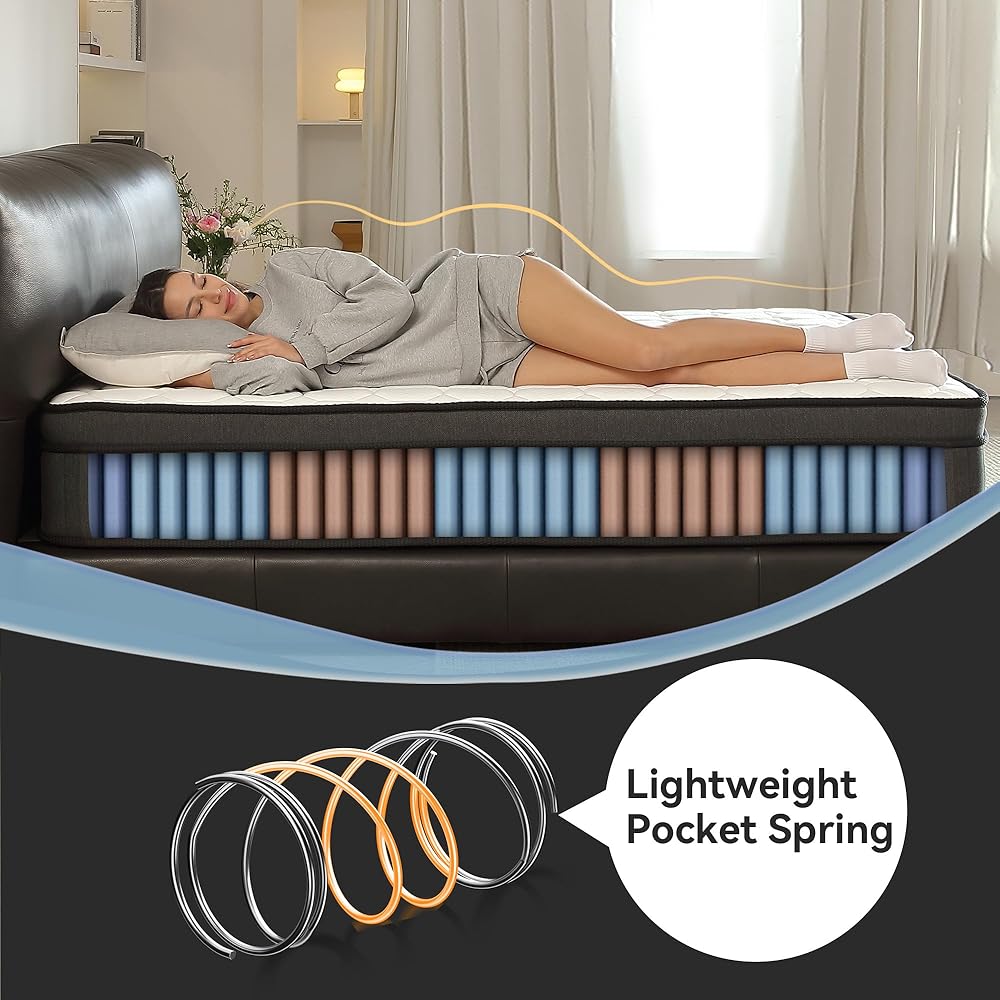 Queen Mattress in a Box, 10 Inch Hybrid Individually Wrapped Pocket Coils, Fiberglass Free Breathable Mattress Queen Size for Pressure Relief, CertiPUR-US, 100-Night Trail : Home & Kitchen