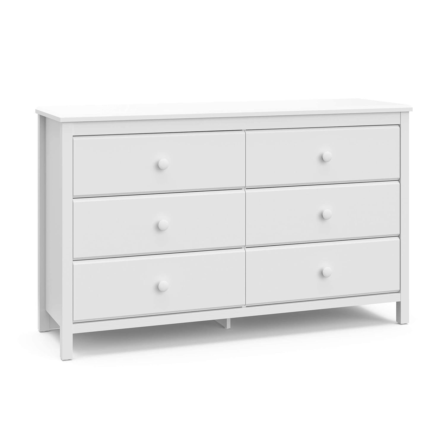 Storkcraft Alpine 6 Drawer Double Dresser (White) 鈥?GREENGUARD Gold Certified Nursery Essential, Kids Storage Chest, Bedroom Organizer, Modern, Easy-to-Match Design