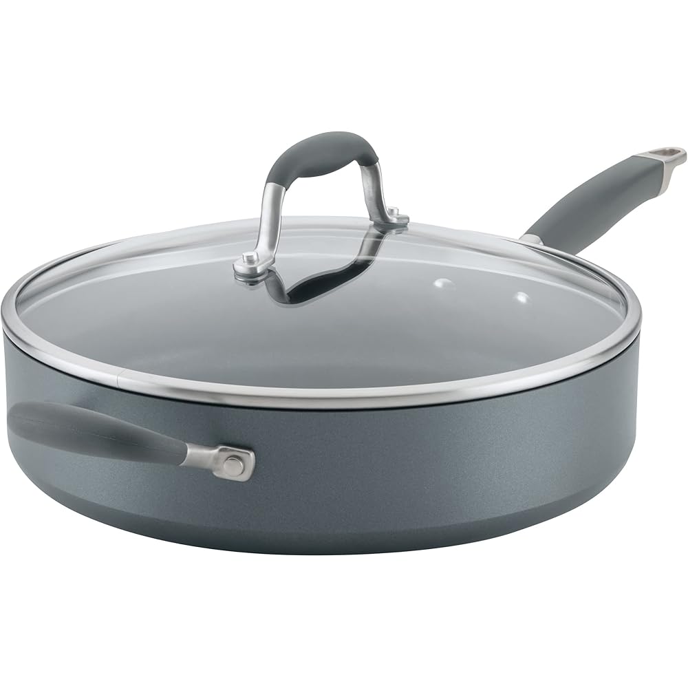 Anolon Advanced Home Hard Anodized Nonstick Sauté Pan with Helper Handle and Lid, 5 Quart - Moonstone: Home & Kitchen
