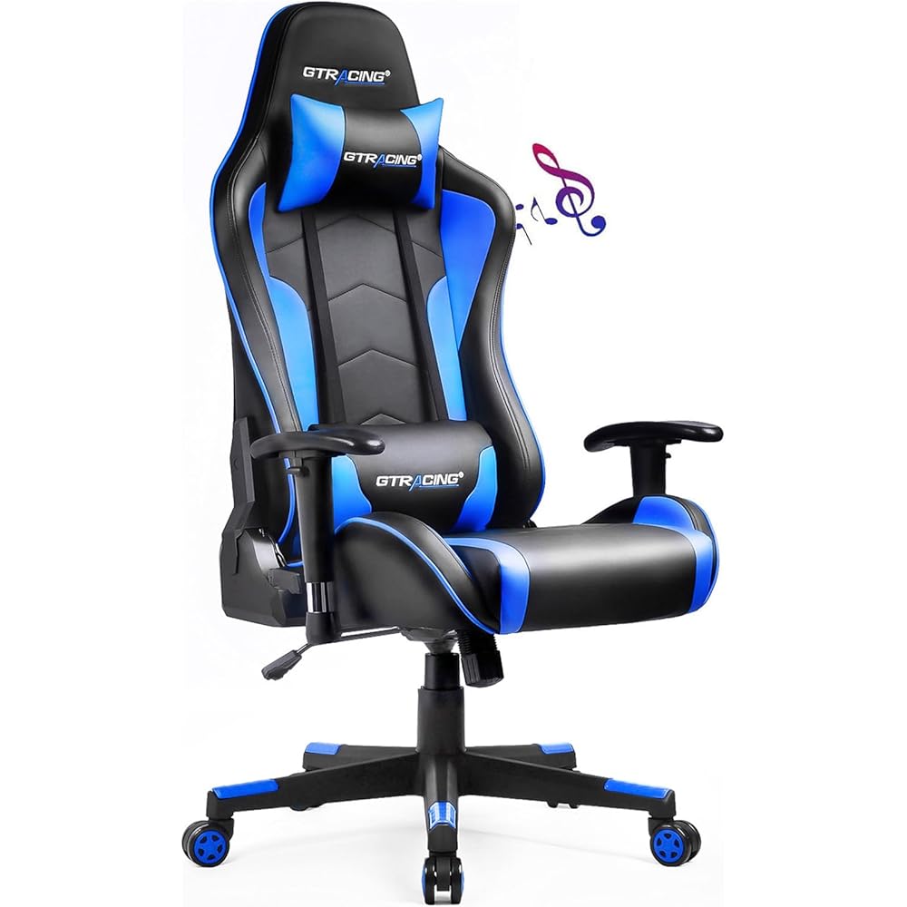 GTRACING Gaming Chair with Speakers Bluetooth Music Video Game Chair Audio Ergonomic Design Heavy Duty Office Computer Desk Chair(Blue) : Home & Kitchen