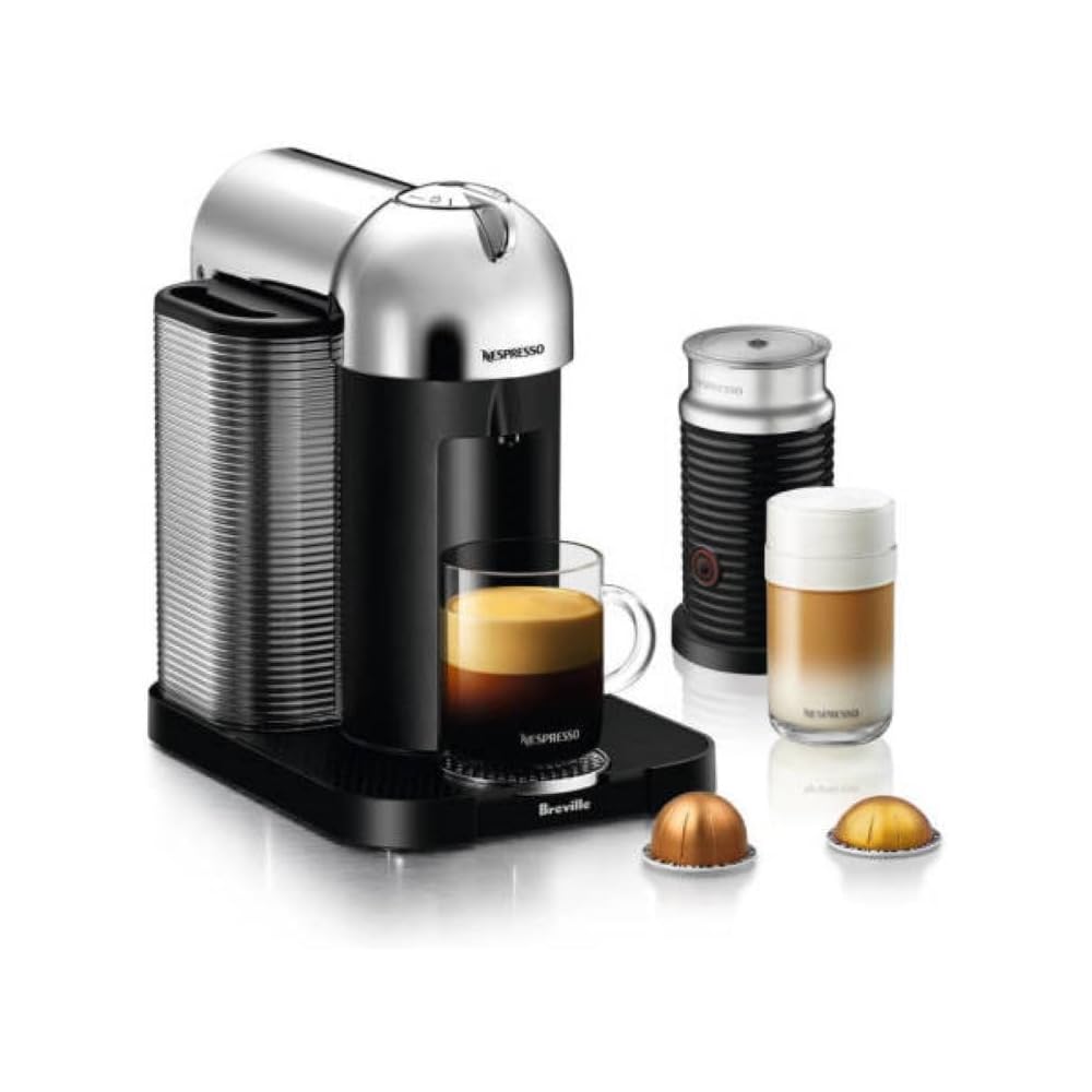 Nespresso Vertuo Coffee and Espresso Maker by Breville, Chrome with Aeroccino Milk Frother: Home & Kitchen