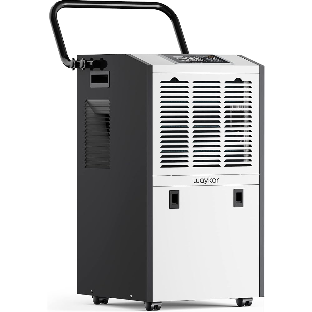 - Waykar 155 Pints Large Commercial Dehumidifier with Drain Hose and Water Tank, Industrial Dehumidifier in Large Space up to 8000 Sq. Ft for Home, Basements, Whole House, Library