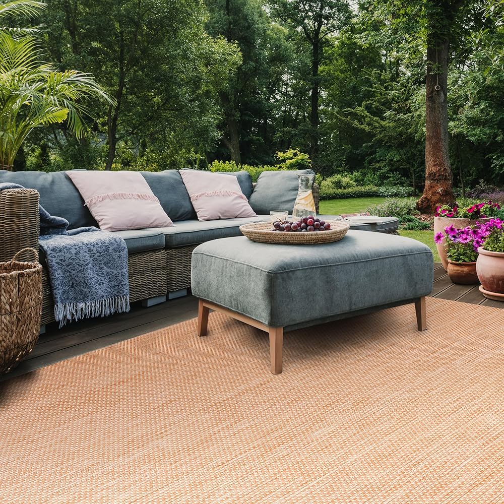 SAFAVIEH Courtyard Collection Area Rug - 8' x 10', Natural & Cream, Non-Shedding & Easy Care, Indoor/Outdoor & Washable-Ideal for Patio, Backyard, Mudroom (CY8521-03012)