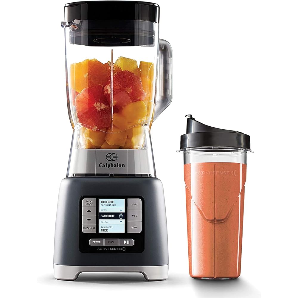 Calphalon Blender, 24-Oz Portable Blend-n-Go Smoothie Cup, ActiveSense 1200-Watt Motor, Dark Stainless Steel: Home & Kitchen