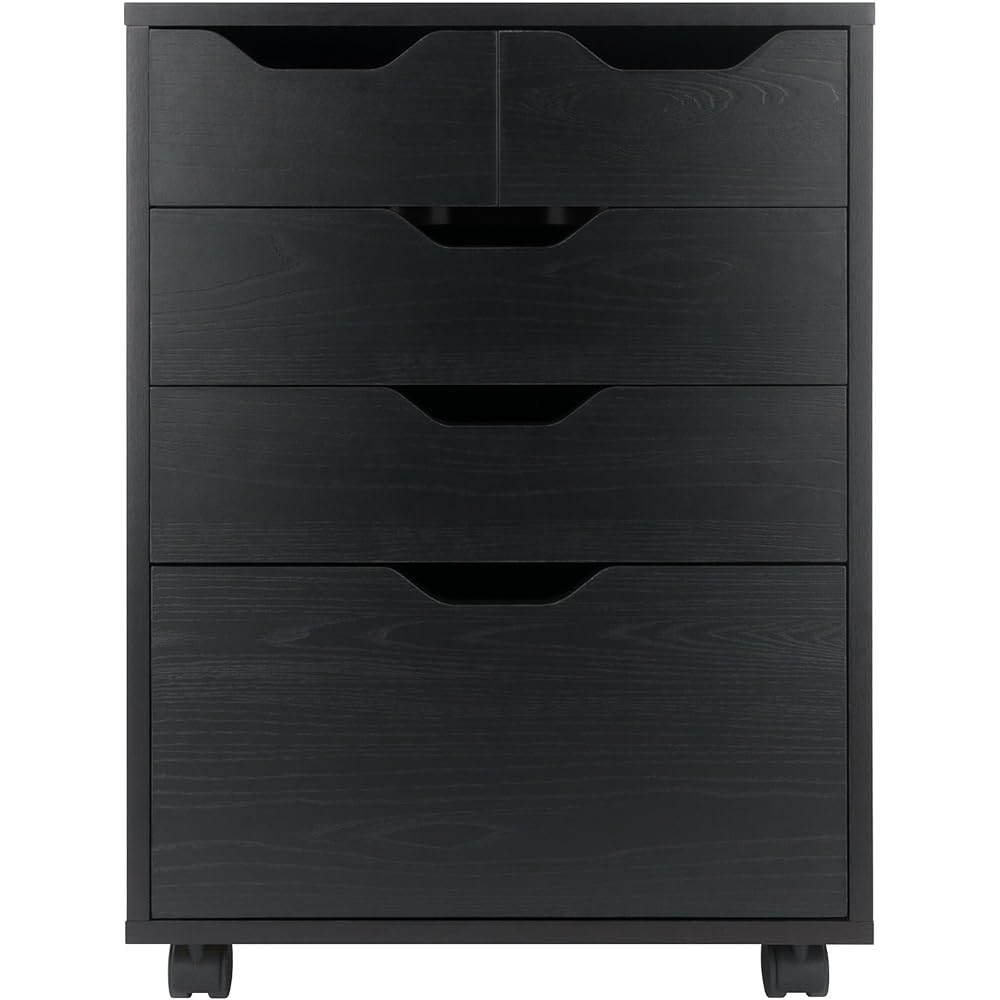 Winsome Halifax Bins & Drawers Mobile Cabinet, for Home Office, Black : Home & Kitchen