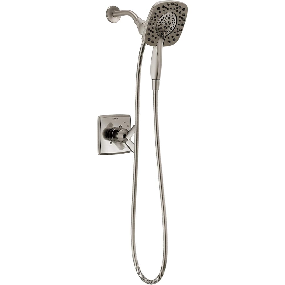 Delta Faucet Ashlyn 17 Series Dual-Function Shower Trim Kit with 2-Spray Touch-Clean In2ition 2-in-1 Hand Held Shower Head with Hose, Stainless T17264-SS-I (Valve Not Included) -
