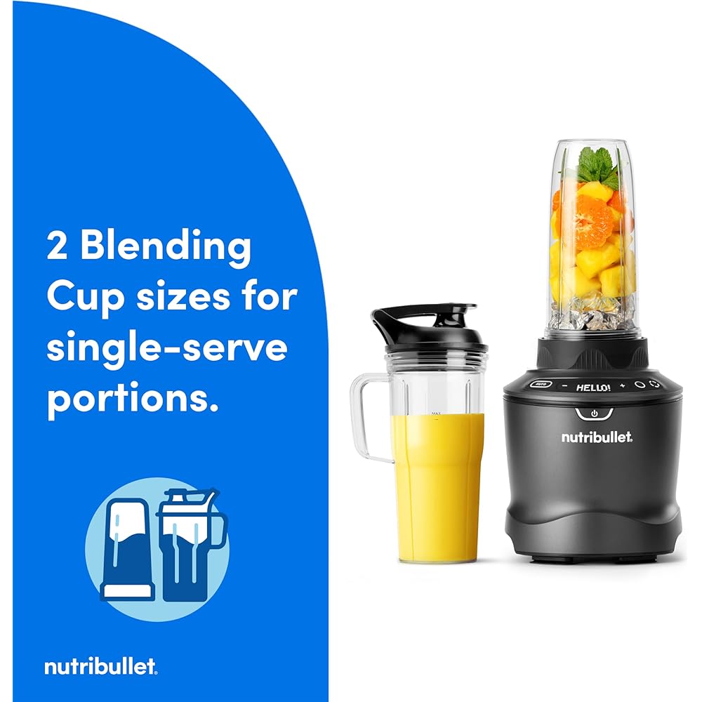 nutribullet® SmartSense Blender Combo, 1400W, 64oz Pitcher, 32oz & 24oz Cups, 5-Speed, Smoothies, Ice and Frozen Fruit, Nut Milk, Soup, Gunmetal Gray, NBF50700: Home & Kitchen