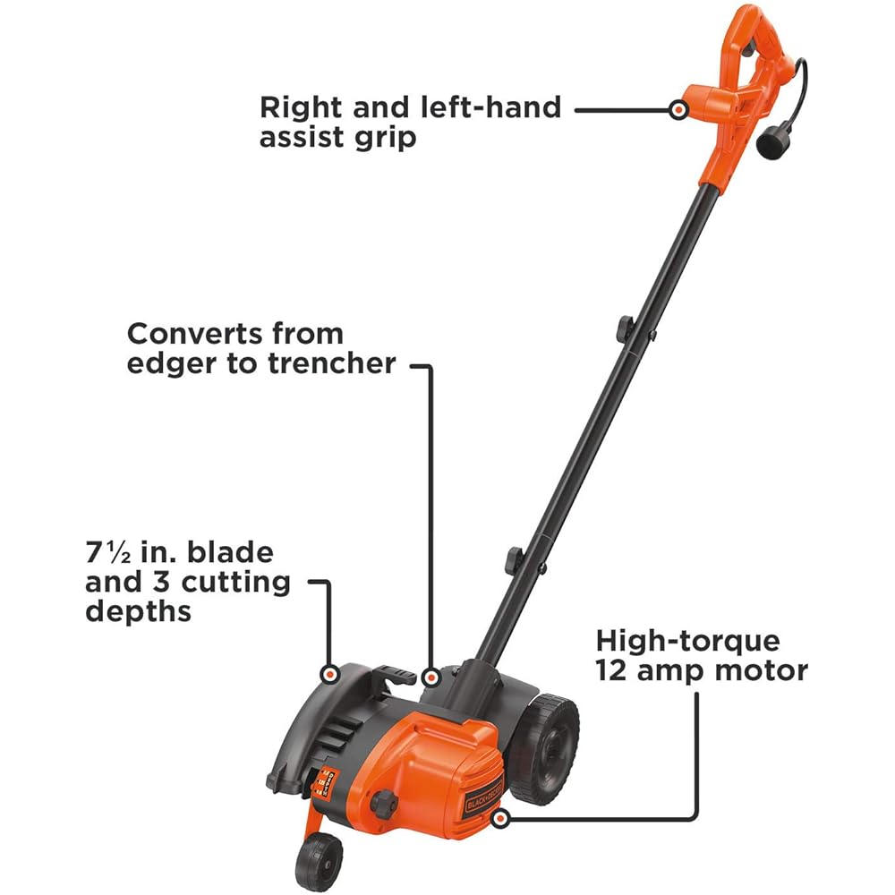 : BLACK+DECKER 12 Amp 2-in-1 Landscape Edger and Trencher, (LE760FF) : Patio, Lawn & Garden