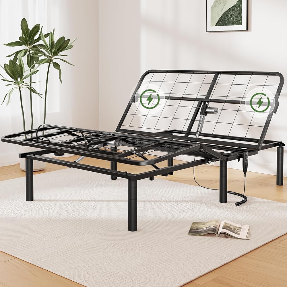Marsail NS3 Full Adjustable Bed Base - Smart Dual Motor Bed Frame with Wireless Remote, 3-Min Assembly, Zero Gravity & Anti-Snore Modes, Under Bed Lighting, 4 USB Ports : Home & Kitchen