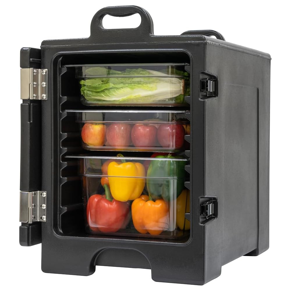 Pearington 81 Quart End-Loading Insulated Food Pan Carrier for 5 Full-Size Pans,Black