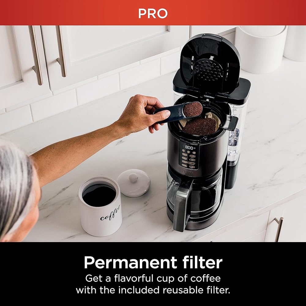 Ninja | Coffee Maker | 14-Cup Glass Carafe | Programmable | Includes Adjustable Warming Plate, Freshness Timer & Removable Water Reservoir | Black Stainless Steel | DCM201BK