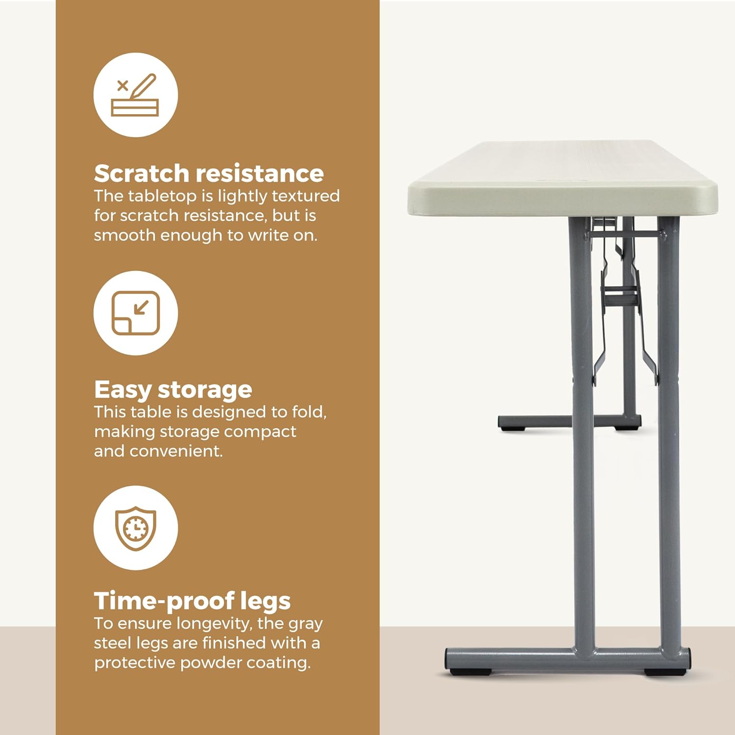 OEF Furnishings 8 Foot Heavy Duty Folding Seminar Table, Durable and Lightweight, 18