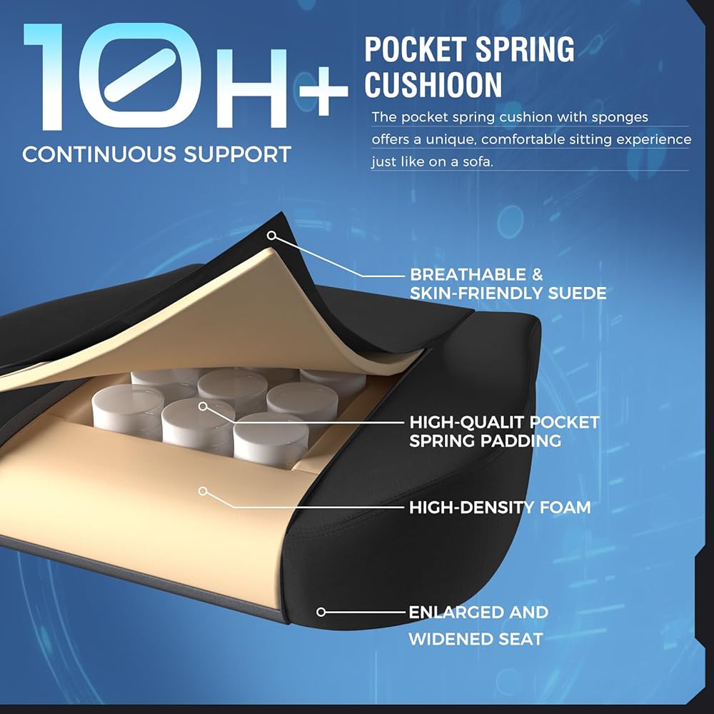 GTPLAYER Gaming Chair Fabric with Pocket Spring Cushion, High Back Ergonomic Computer Chair with Footrest for Adults Lumbar Support Swivel Game Chair for Office Gaming 350LBS, Black : Home & Kitchen