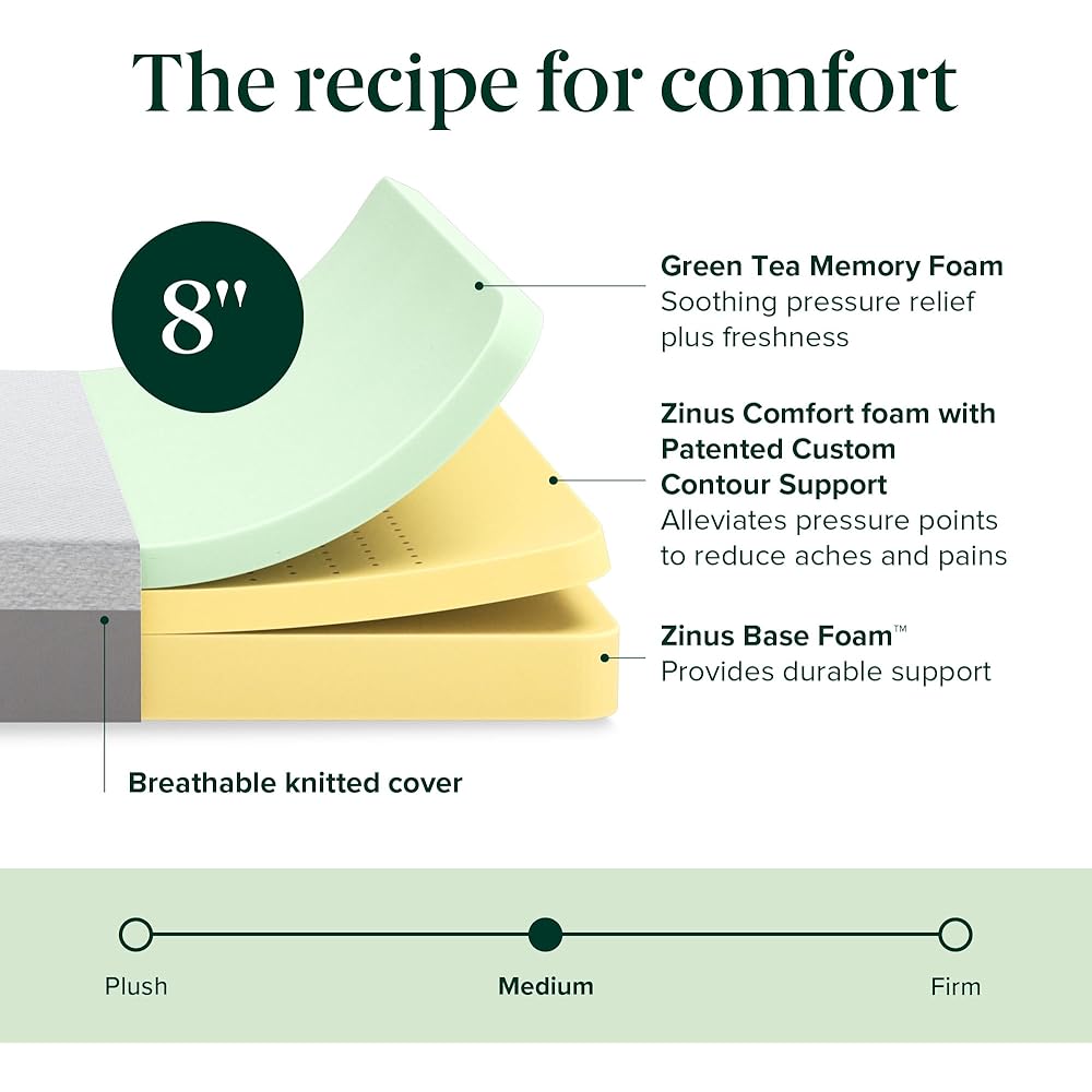 ZINUS 8 Inch Ultima RV Memory Foam Mattress [New Version], Short Queen, Fiberglass Free, Medium Firm Feel, Breathable Memory Foam, Certified Safe Foams & Fabric, Mattress in A Box : Home & Kitchen