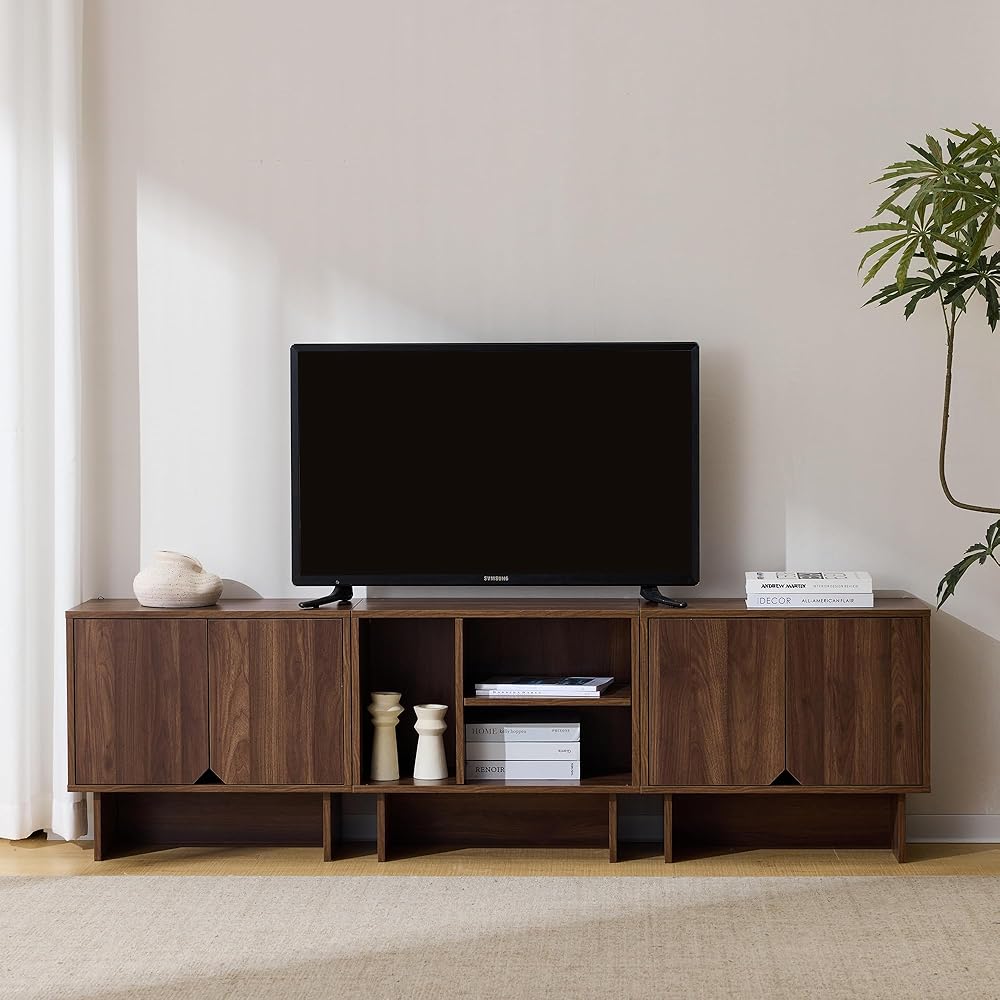 Modular TV Stand for 70-Inch TV, Also Used as Storage Sideboard,Bookcase,3pcs End Table,Nightstand,Buffet Cabinets with Adjustable Shelf,Coffee Table for Living Room, Dining Room,Bedroom,Walnut : Home & Kitchen