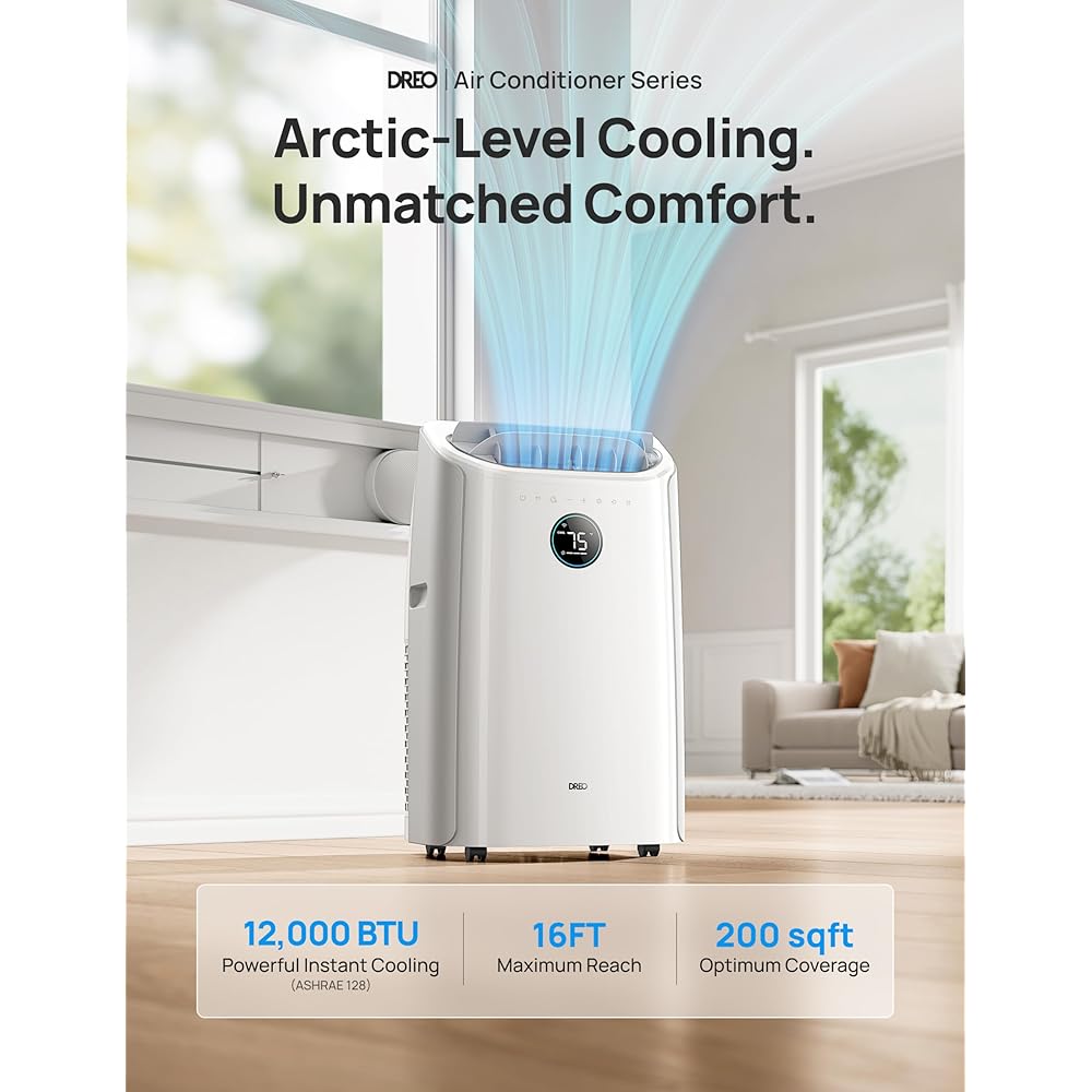 Dreo Portable Air Conditioners, 12000 BTU ASHRAE (8000 BTU DOE) Smart AC Unit for Room with Drainage-free Cooling, APP/Voice/Remote, Fan & Dehumidifier, Quiet Standing AC for Bedroom, AC515S New : Home & Kitchen