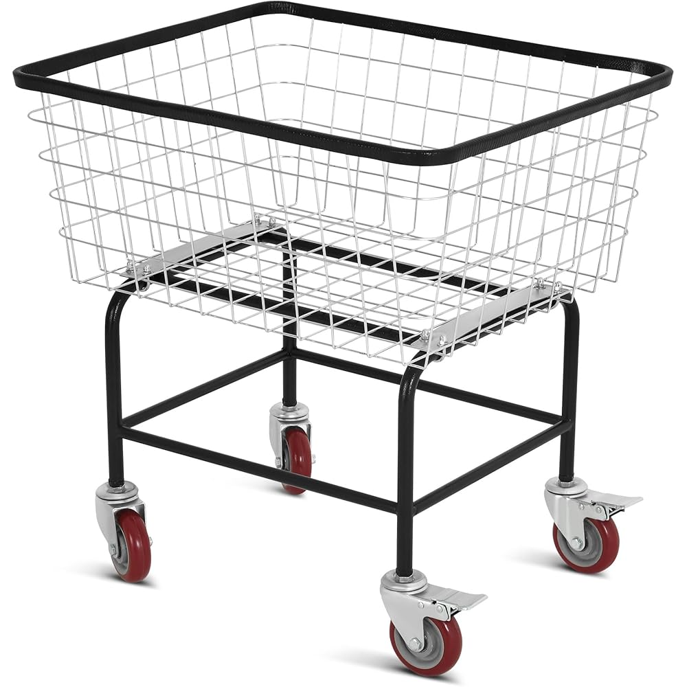 DWVO 4.5 Bushel Wire Laundry Cart with Wheels, Rolling Laundry Basket with Smooth Wheels, Metal Commercial Wire Laundries Basket Cart, Heavy-Duty Large Steel Bin for Clothes Storage & Organization : Home & Kitchen
