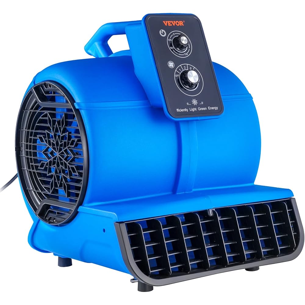 VEVOR Air Mover, 1/2 HP 2600 CFM Carpet Dryer for Cooling and Ventilating, Portable Floor Blower Fan with 4 Blowing Angles and Time Function, for Janitorial, Home, Commercial Use : Home & Kitchen