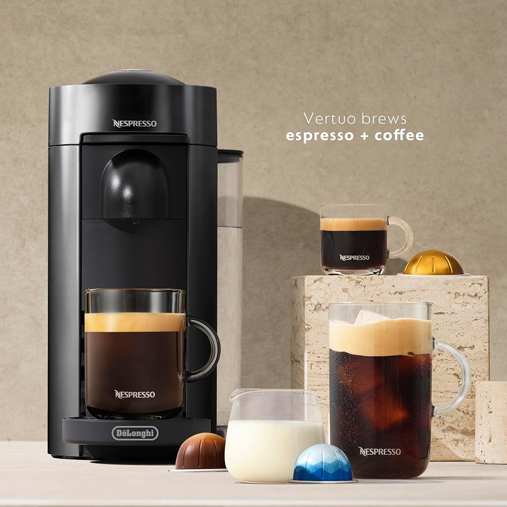 Nespresso VertuoPlus Coffee and Espresso Machine by De'Longhi with Milk Frother, Ink Black: Home & Kitchen