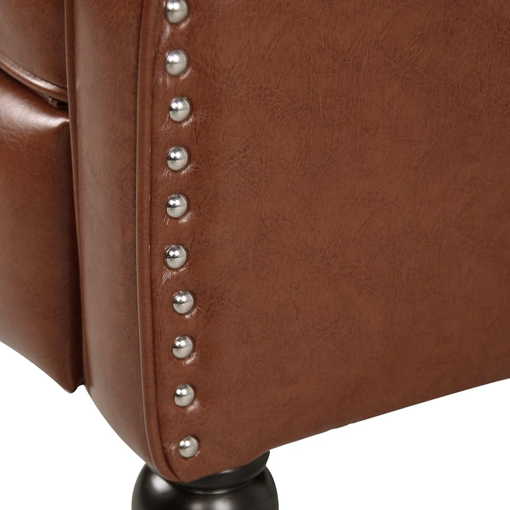 Christopher Knight Home Randy Contemporary Tufted Recliner, Cognac Brown, Dark Brown 62D x 28.5W x 29H Inch : Home & Kitchen