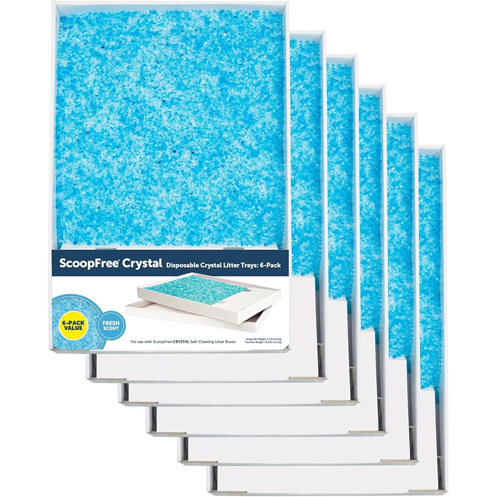 ScoopFree by PetSafe Premium Blue Disposable Crystal Cat Litter Tray, Pack of 6 : Home & Kitchen