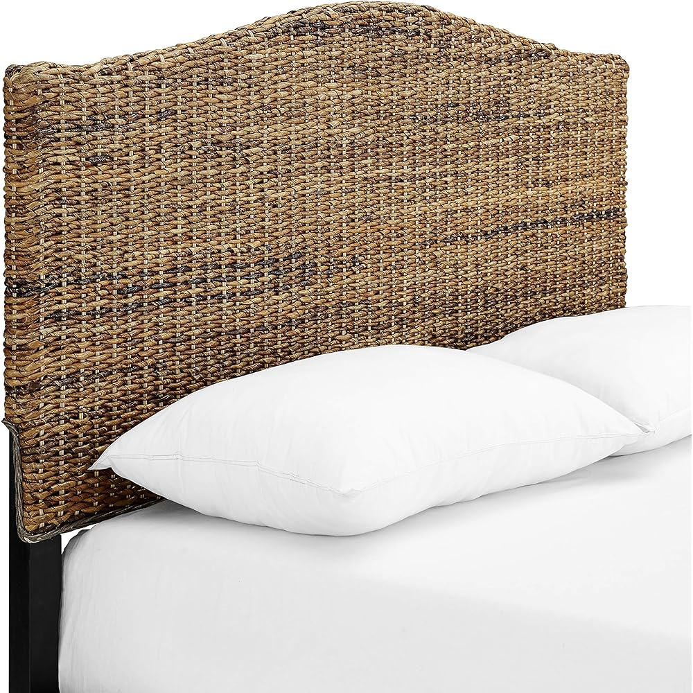 - Crosley Furniture Serena Handwoven Natural Fiber Rattan Bed Headboard, Banana Leaf, Queen